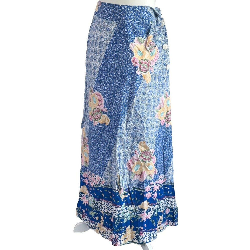 VTG 70s Country Scruffs Maxi Wrap Skirt Boho Hippie Calico Floral Cottagecore Sm